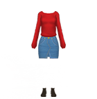 Samsung Galaxy S9 or S9+ AR Personalized Emoji - Red Sweater with Denim Shorts Outfit