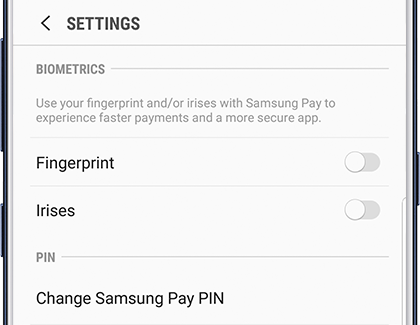 Samsung Pay Security Settings