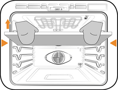 Illustration showing the divider being inserted into a Samsung oven Illustration showing the divider being inserted into a Samsung oven