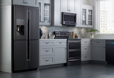 Refrigerator in a kitchen