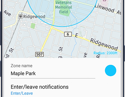 Maple Park Zone notifications on smarthings Tracker