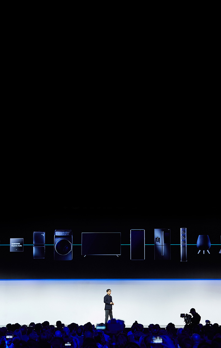 HS Kim, President and CEO of Samsung Electronics, speaks at the Samsung Press Conference at CES 2019.