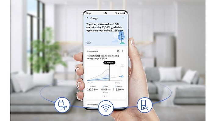 Person using smart phone to use SmartThings app Person using smart phone to use SmartThings app