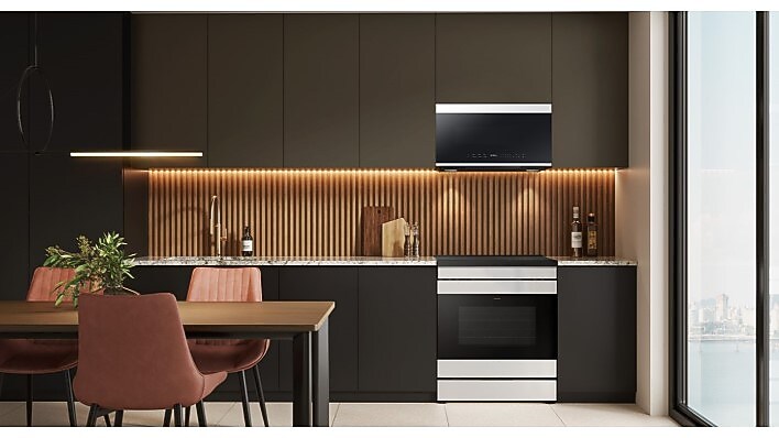 Samsung Bespoke Home Appliances in a modern white kitchen Samsung Bespoke Home Appliances in a modern white kitchen