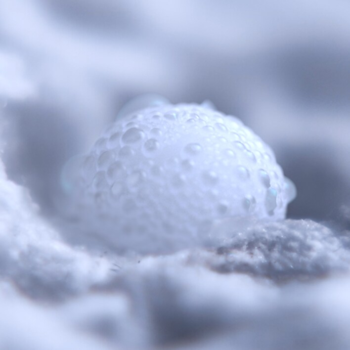 Close up view of Samsung AI Bubble cleansing foam on fabric Close up view of Samsung AI Bubble cleansing foam on fabric