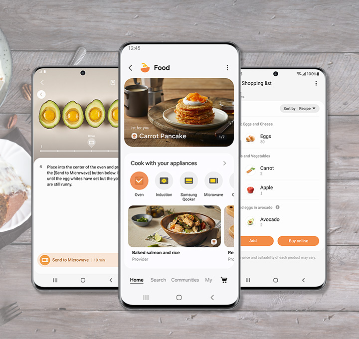 SmartThings app on smart phone displaying recipes and meal plans