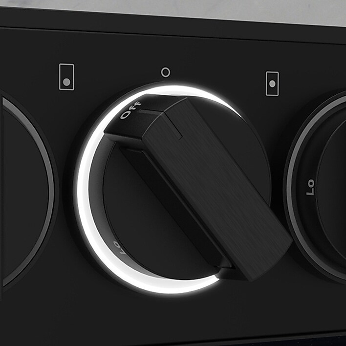 Always know when your cooktop is on Samsung Stainless Steel Slide-In Dual Fuel Range with Illuminated Precision Knobs