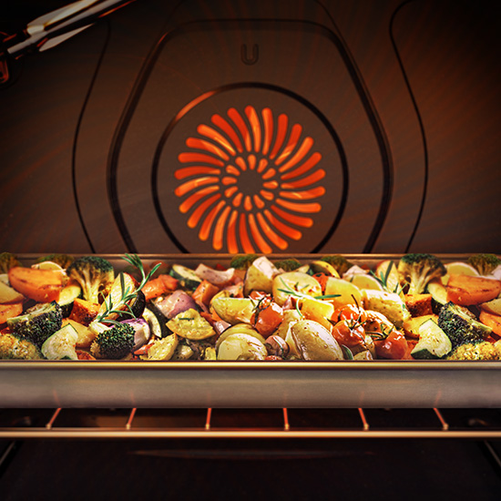 Nutritious and delicious vegetables Samsung White Glass Slide-In Electric Range with Convection Vegetable