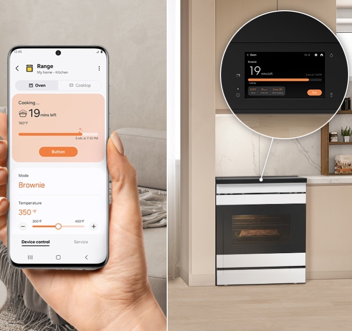 No recipes needed Smartphone Showing Cooking Time Left for a Pizza in the Oven
