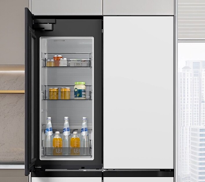 French door fridge with quick access door open French door fridge with quick access door open