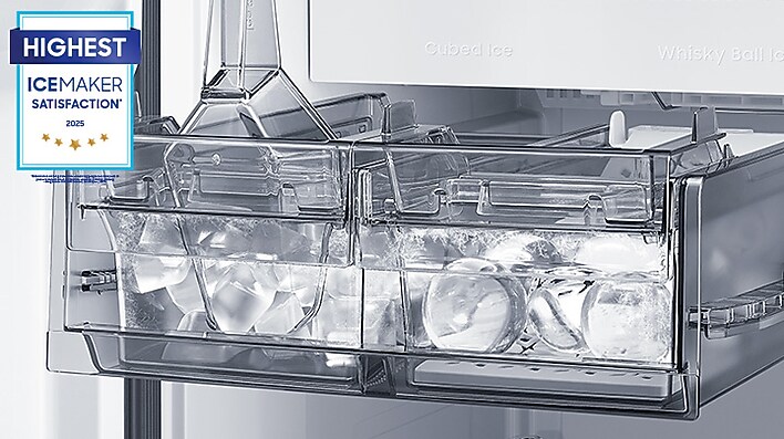 Close up of fridge sphere ice maker Close up of fridge sphere ice maker