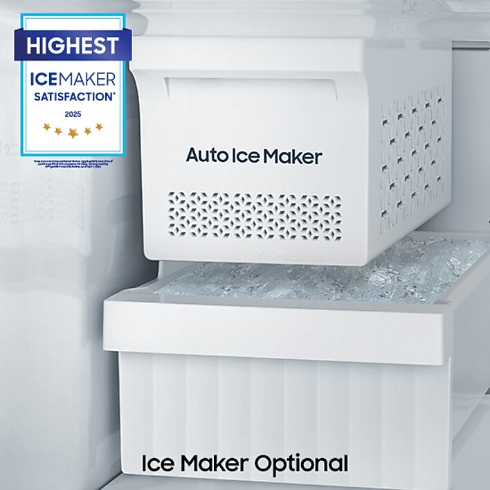 Inside view of refrigerator with ice maker for convenient and automatic ice Inside view of refrigerator with ice maker for convenient and automatic ice