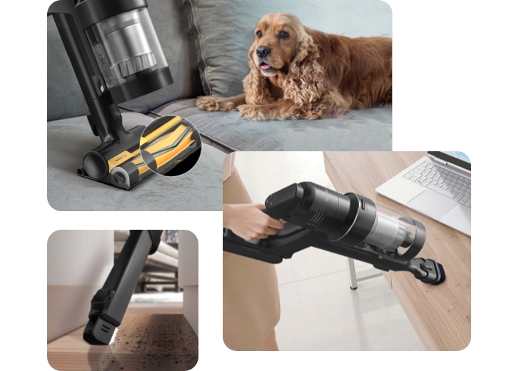 Jet AI Vacuum Picking Up Dirt from a Carpet Jet AI Vacuum Picking Up Dirt from a Carpet