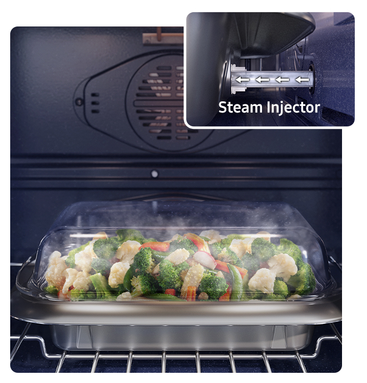 Samsung 30" Single Wall Oven with Steam Cook Plus using Samsung's Steam Cook Tray Samsung 30” Single Wall Oven with Steam Cook Plus using Samsung's Steam Cook Tray