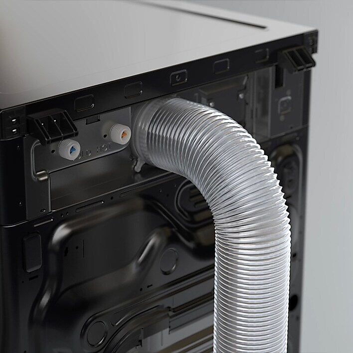 Install made easy Rear view of Vented All-In-One Washer and Dryer Combo showing easy installation