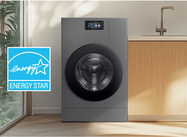 Great performance using less energy Vented All-In-One Washer Dryer in laundry room with Energy Star logo