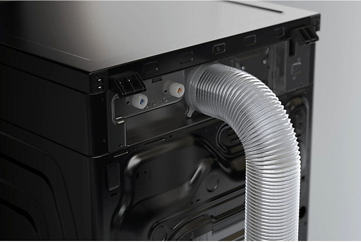 Install made easy Rear view of Vented All-In-One Washer and Dryer Combo showing easy installation