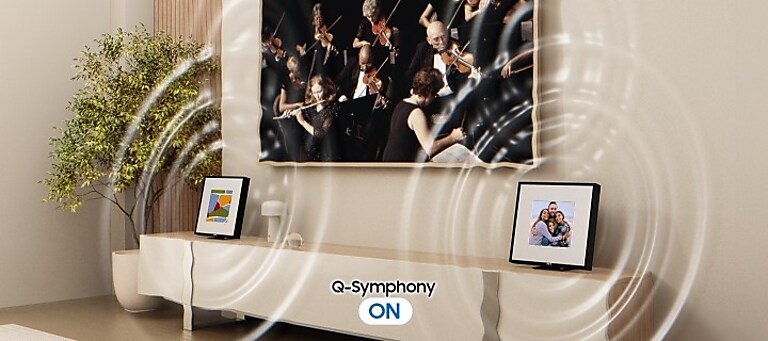 TV speakers and Music Frame in sync TV speakers and Music Frame in sync
