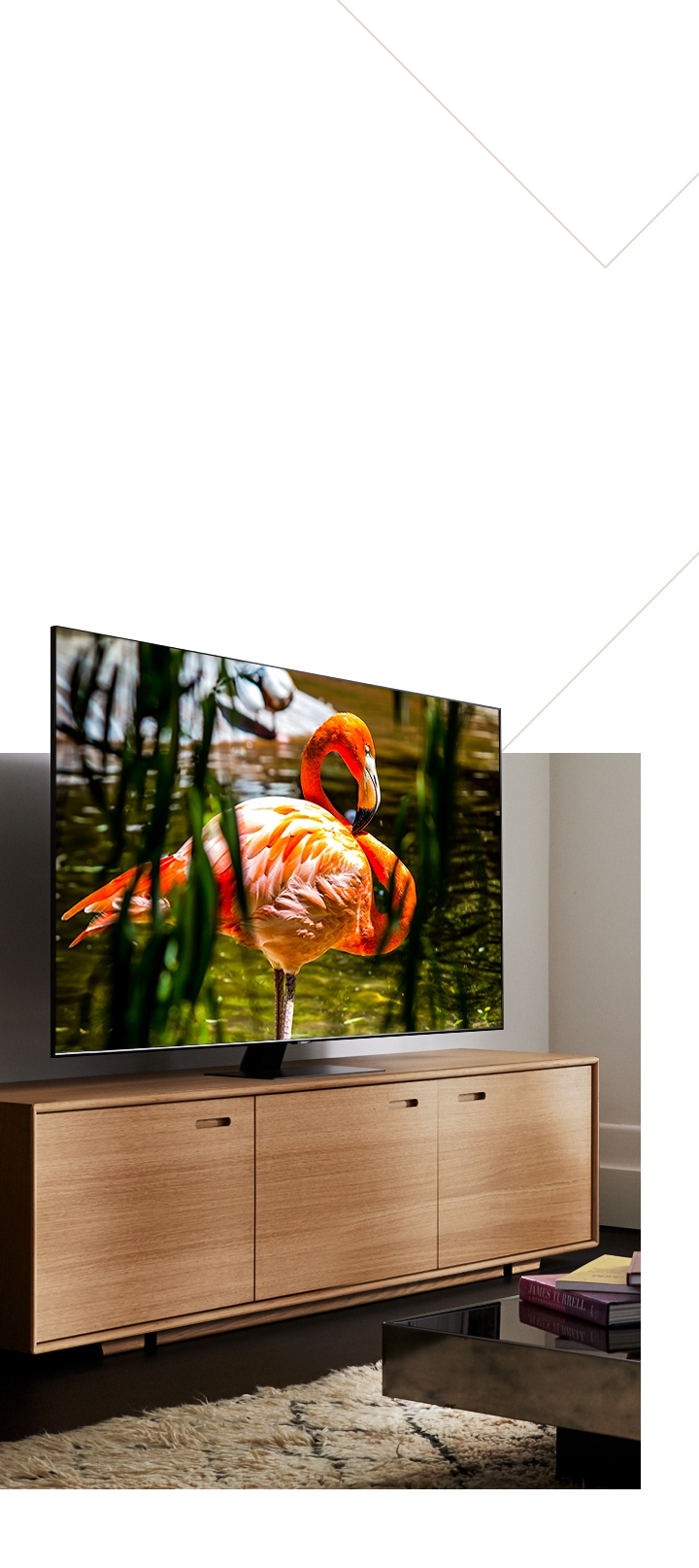 Samsung QLED 2020 is showing adaptive picture which optimized for a bright living room.