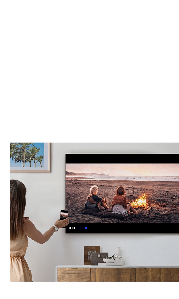 Controlling a 2020 Samsung QLED TV with Samsung One remote control, using Samsung Smart hub functionality on the smart tv.