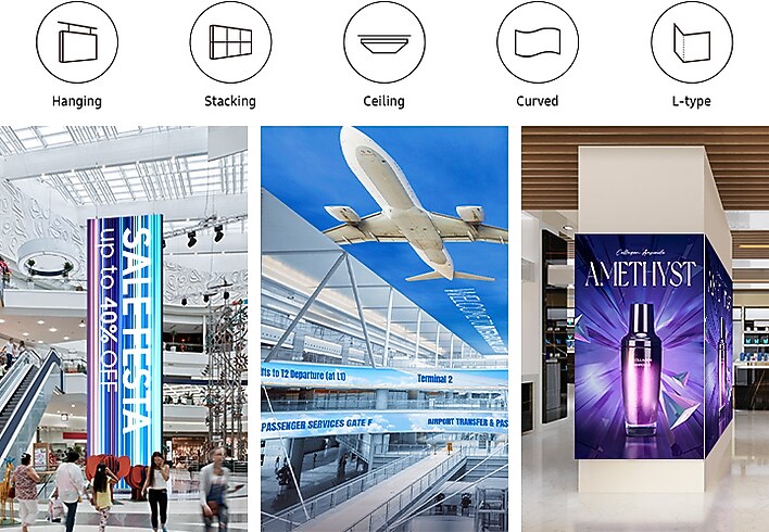 Versatile displays for installation in any location Versatile displays for installation in any location