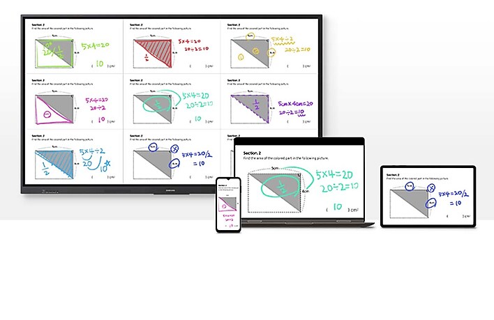 مشاركة ذكية ولاسلكية على أجهزة متعددة مشاركة ذكية ولاسلكية على أجهزة متعددة Samsung WA65F Interactive Display
