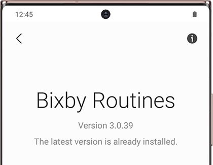 About Bixby Routines screen showing latest version on a Galaxy phone About Bixby Routines screen showing latest version on a Galaxy phone