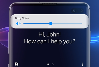 Phone showing Bixby Voice screen Phone showing Bixby Voice screen