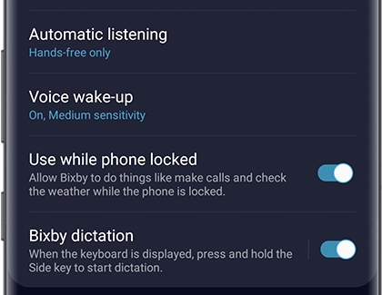 Bixby dictation switch turned on Bixby dictation switch turned on