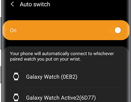 Auto switch turned on and a list of devices displayed Auto switch turned on and a list of devices displayed
