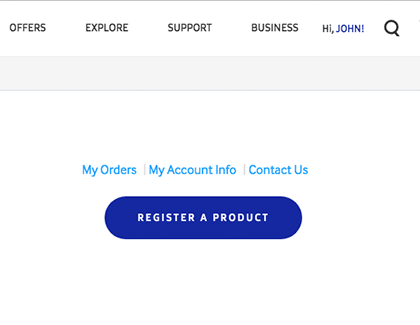 My Account screen at Samsung.com displaying My Account Info My Account screen at Samsung.com displaying My Account Info