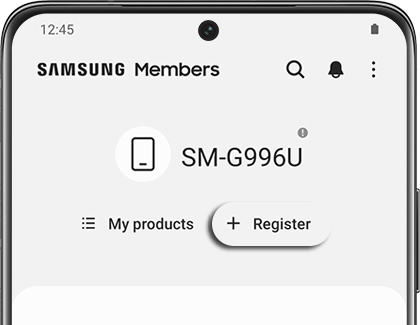 Register highlighted in the Samsung Members app