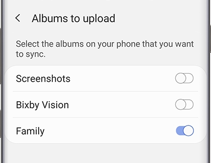 A list of Albums to upload displayed on phone A list of Albums to upload displayed on phone