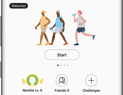 Together tab of Samsung Health with Start option Together tab of Samsung Health with Start option