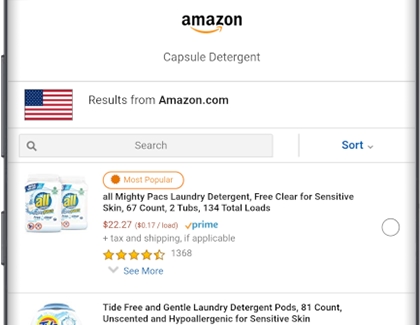 Amazon with search results for Capsule Detergent