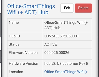 Information screen for a SmartThings Wifi hub Information screen for a SmartThings Wifi hub