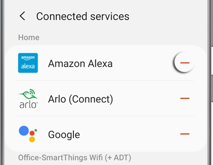 Amazon Alexa with a red minus sign next to it in the SmartThings app Amazon Alexa with a red minus sign next to it in the SmartThings app