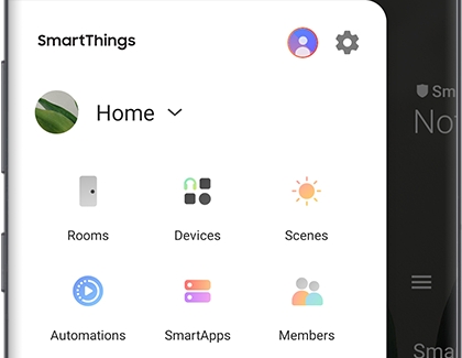 SmartThings Menu screen with Devices option SmartThings Menu screen with Devices option