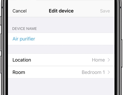 Information about the device with Edit device displayed at the top on the Smartthings app Information about the device with Edit device displayed at the top on the Smartthings app