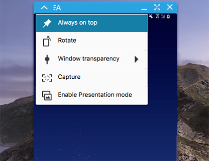 Always on top highlighted in SideSync on the PC Always on top highlighted in SideSync on the PC