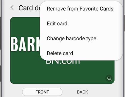 Option to remove a membership card from Samsung Pay