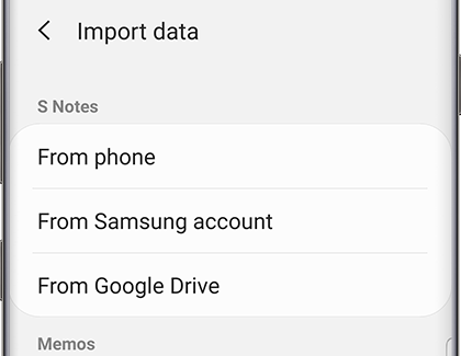 import data to Samsung Notes import data to Samsung Notes