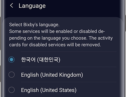 English selected as main language in Bixby Voice English selected as main language in Bixby Voice