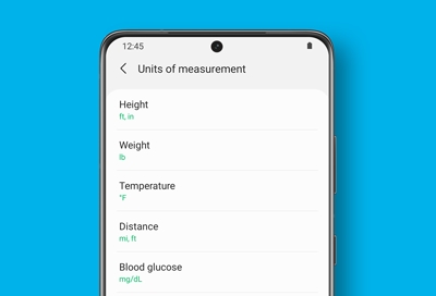 Change the units of measurement for Samsung Health