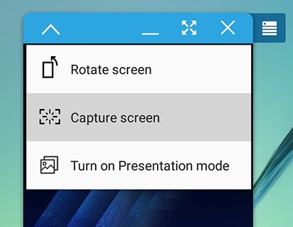 Capture screen highlighted in SideSync Capture screen highlighted in SideSync
