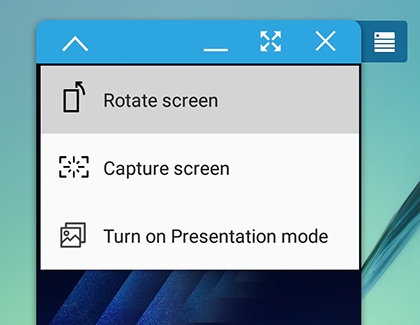 Rotate screen highlighted in SideSync Rotate screen highlighted in SideSync