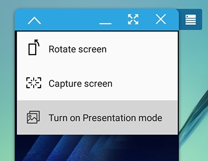 Presentation mode highlighted in SideSync Presentation mode highlighted in SideSync