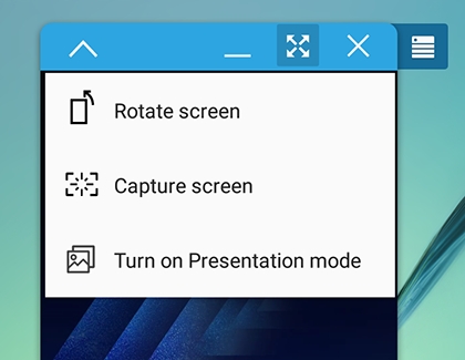 Full screen highlighted in SideSync Full screen highlighted in SideSync