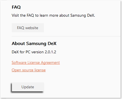 Common error messages in Samsung DeX