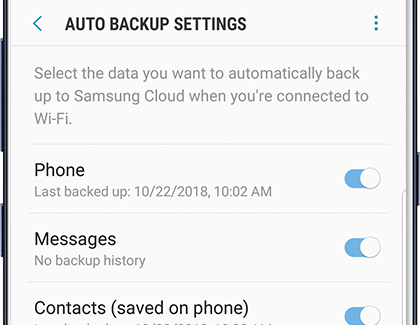 Auto Backup Settings in Samsung Cloud